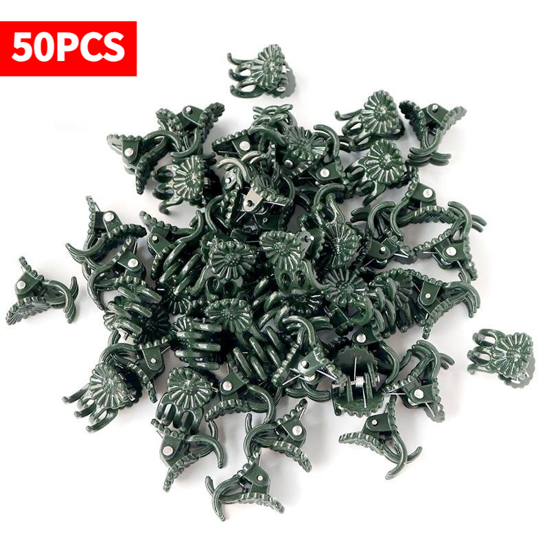 Vine Climbing Plastic - 50 шт. 5-зубчатых темно-зеленых зажимов для